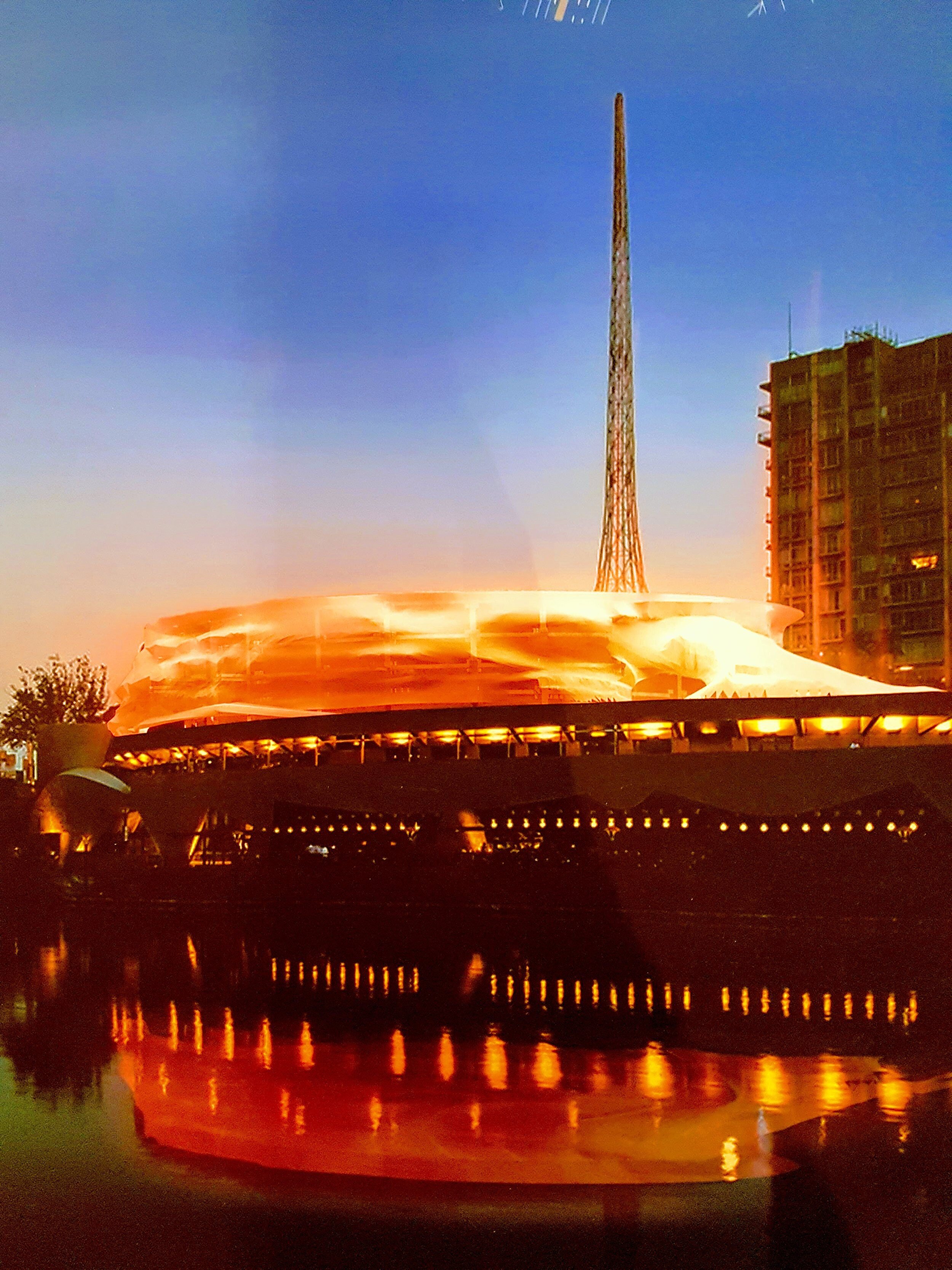 Melbourne Arts Centre at sunset