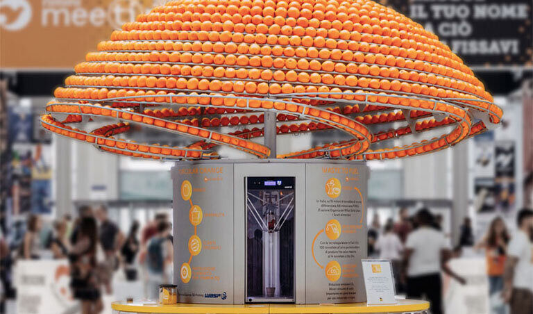 Adidas sneakers, pineapple leather, orange juice bar, source (all): dezeen.com