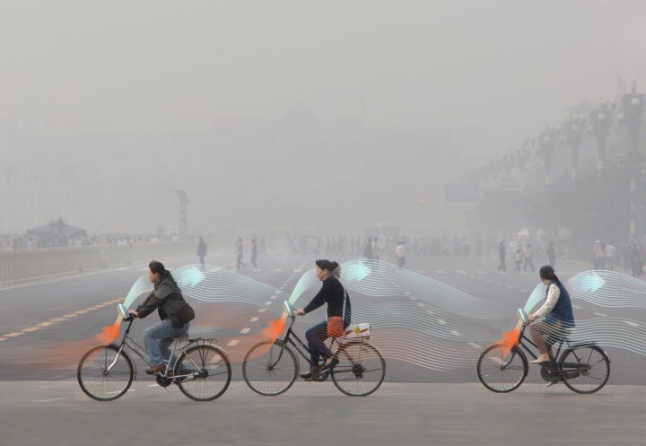 Artisic impression of OFO bike purifier. Image source: www.designboom.com