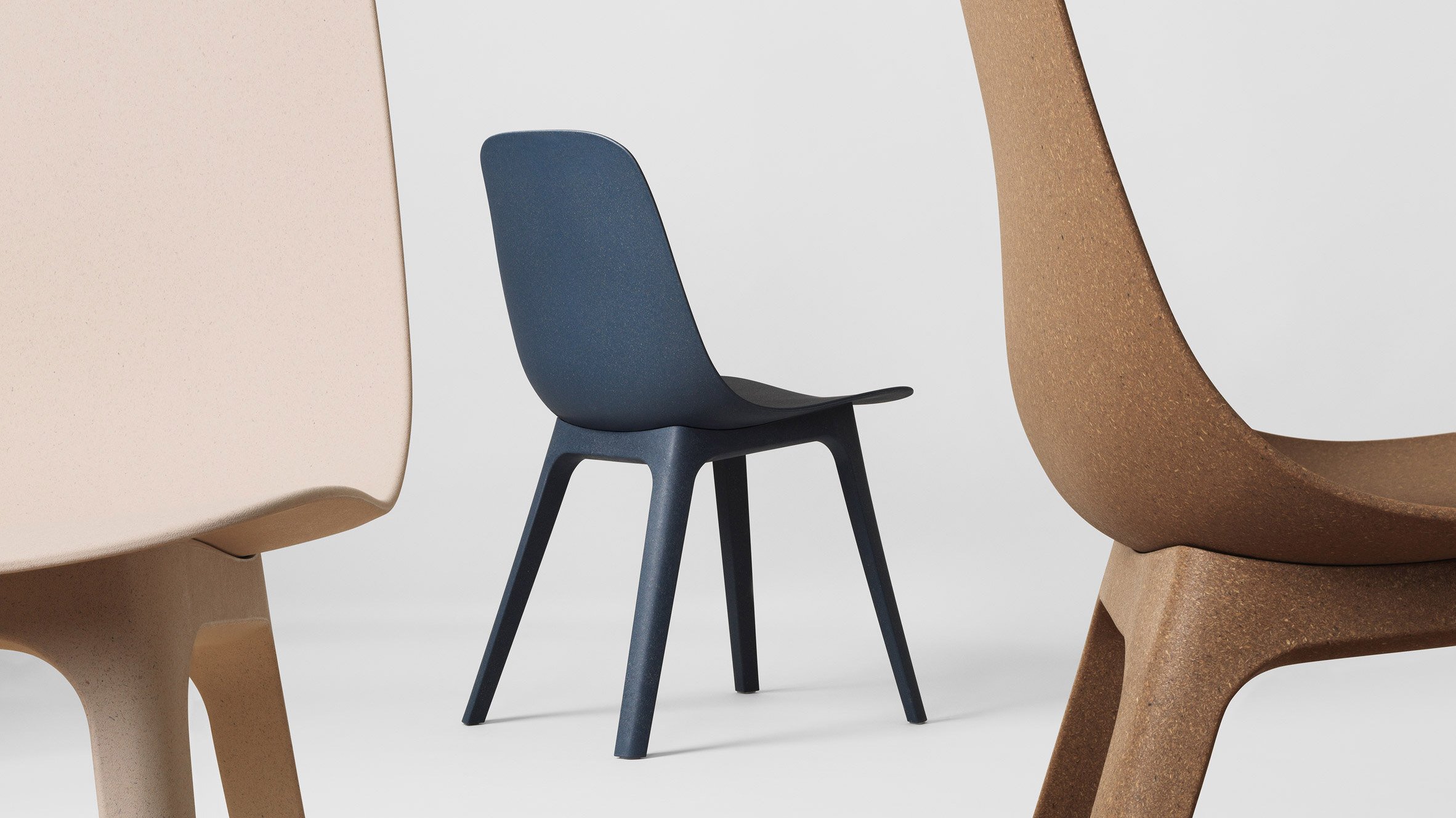 IKEA Odger chair made from recycled wood and plastic. Image source: https://dezeen.com