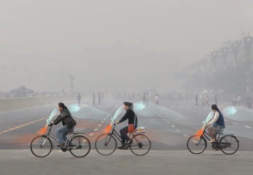 Artisic impression of OFO bike purifier. Image source: www.designboom.com